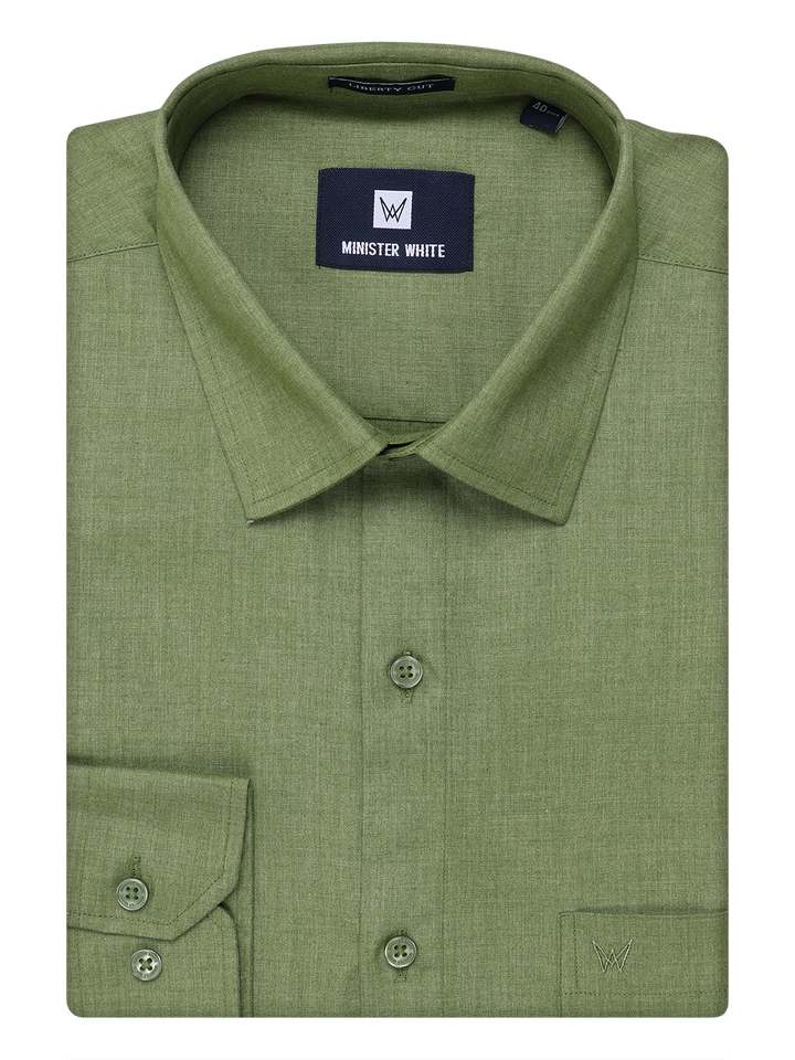 Mens Cotton Light Green Color Shirt by Minister White