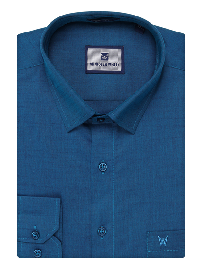 Mens Cotton Peacock Color Shirt by Minister White