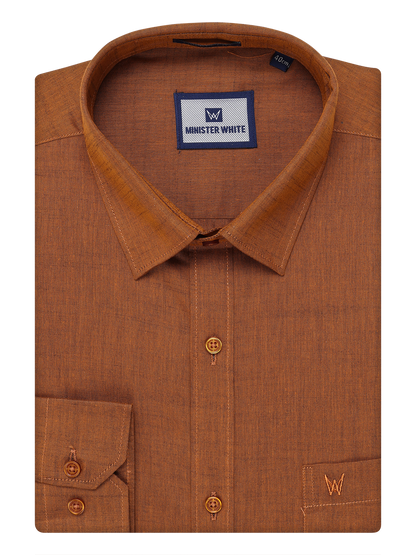 Mens Cotton Light Brown Color Shirt by Minister White