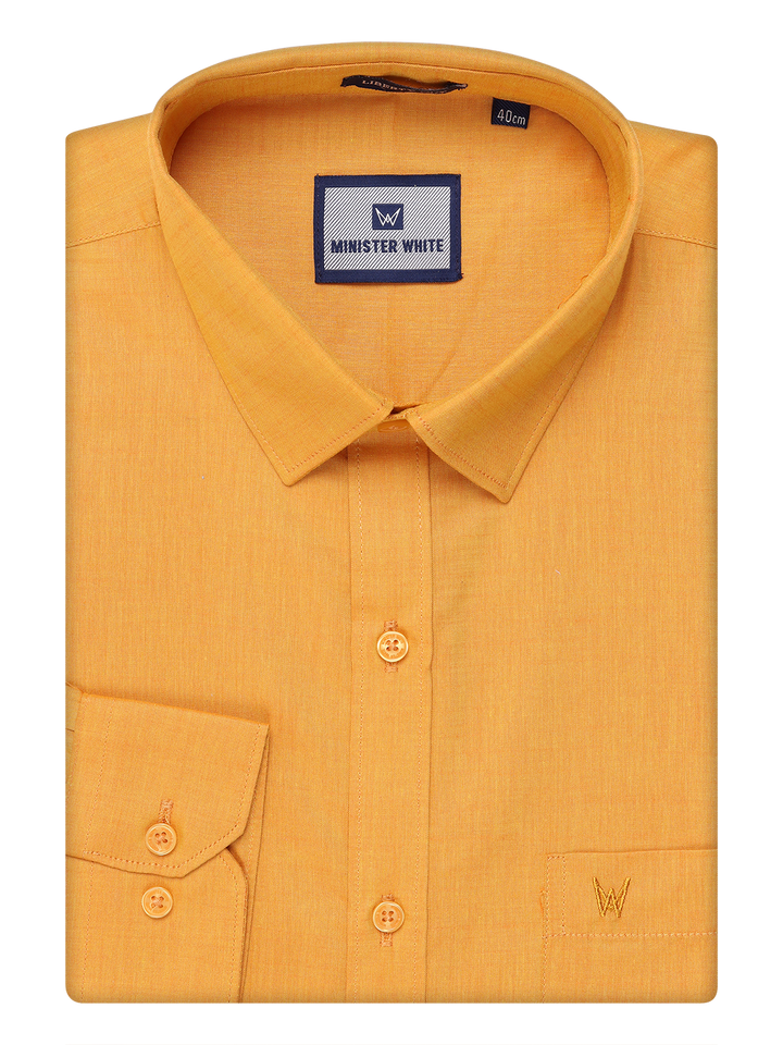 Mens Cotton Yellow Color Shirt by Minister White