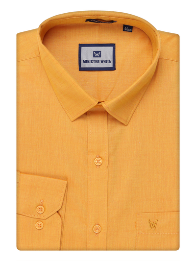 Mens Cotton Yellow Color Shirt by Minister White