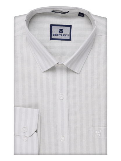 Mens Tissue Stripes Silver Shirt by Minister White