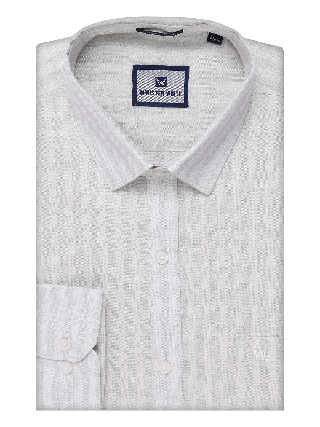 Mens Tissue Stripes Silver Shirt by Minister White