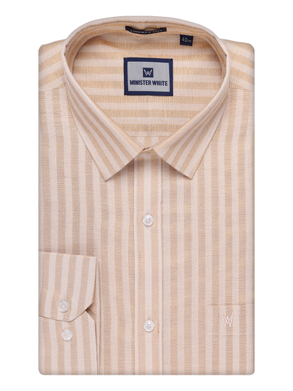 Mens Tissue Stripes Gold Shirt by Minister White