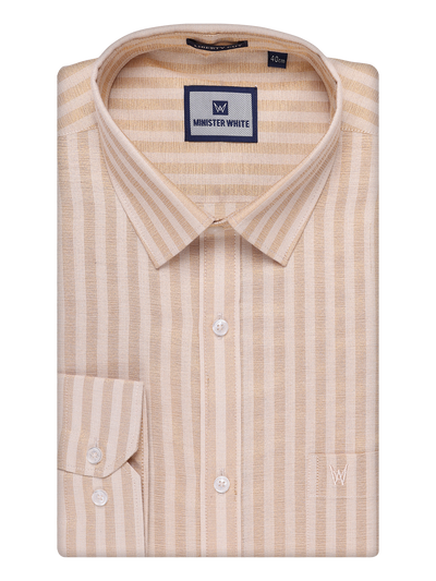 Mens Tissue Stripes Gold Shirt by Minister White