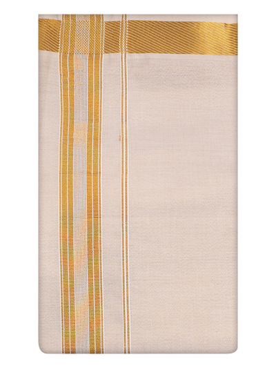 Mens Tissue Plain Jari Border Dhoti by Minister White