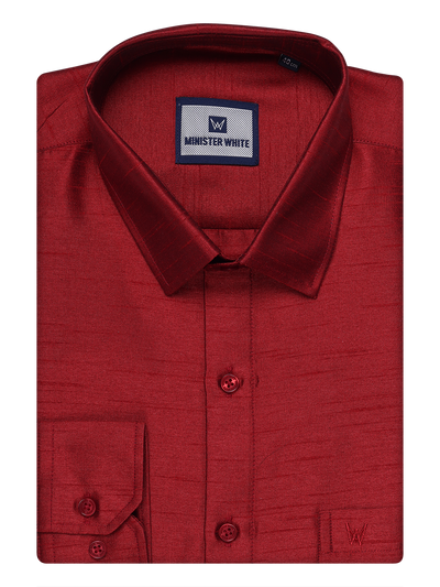 Mens Red Dupion Satin Color Shirt by Minister White