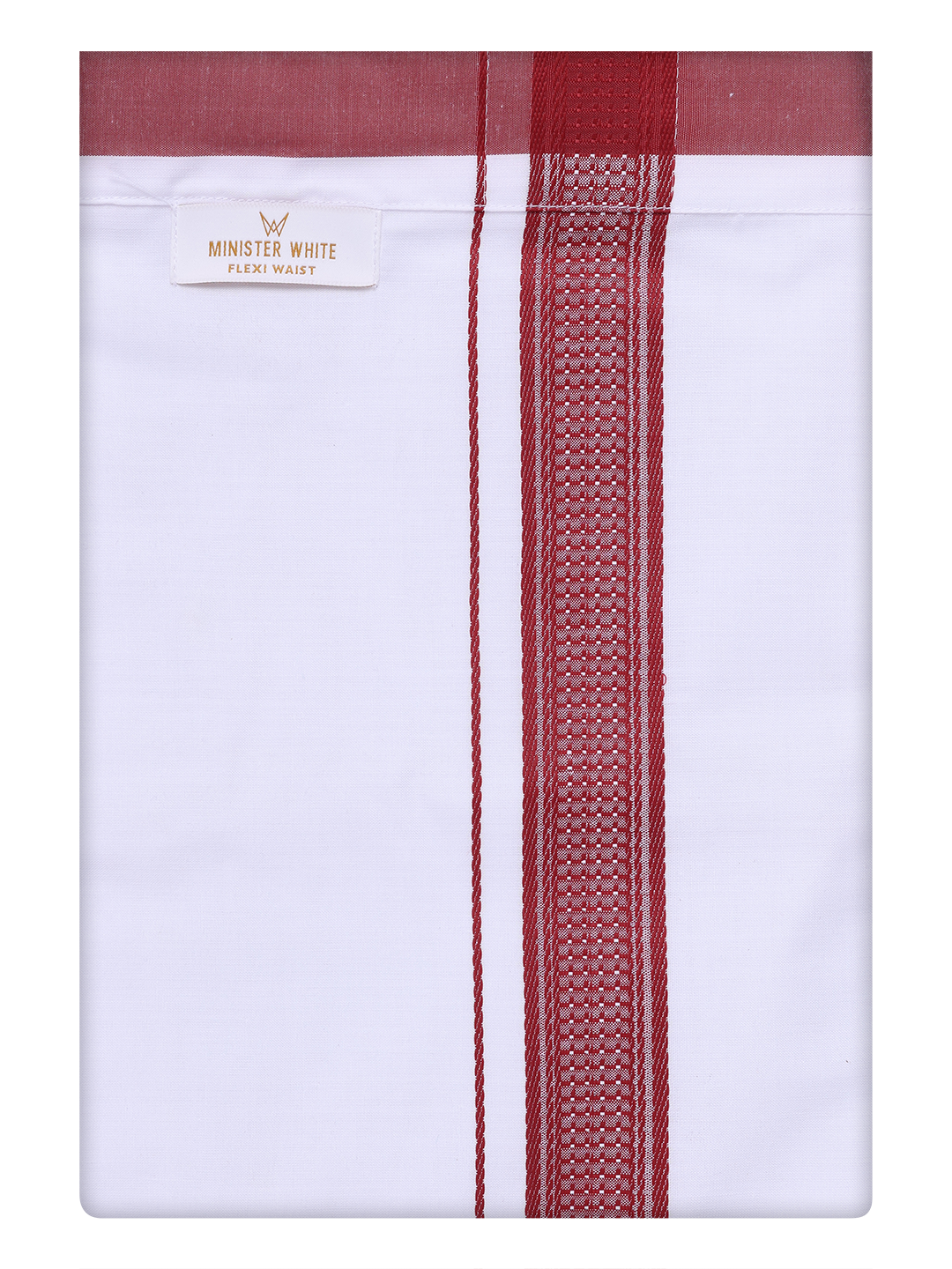 Mens Cotton White Flexi Dhoti with Red Color Border by Minister White