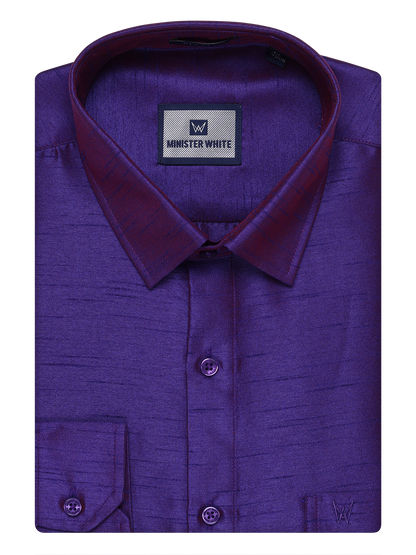 Mens Violet Dupion Satin Color Shirt by Minister White
