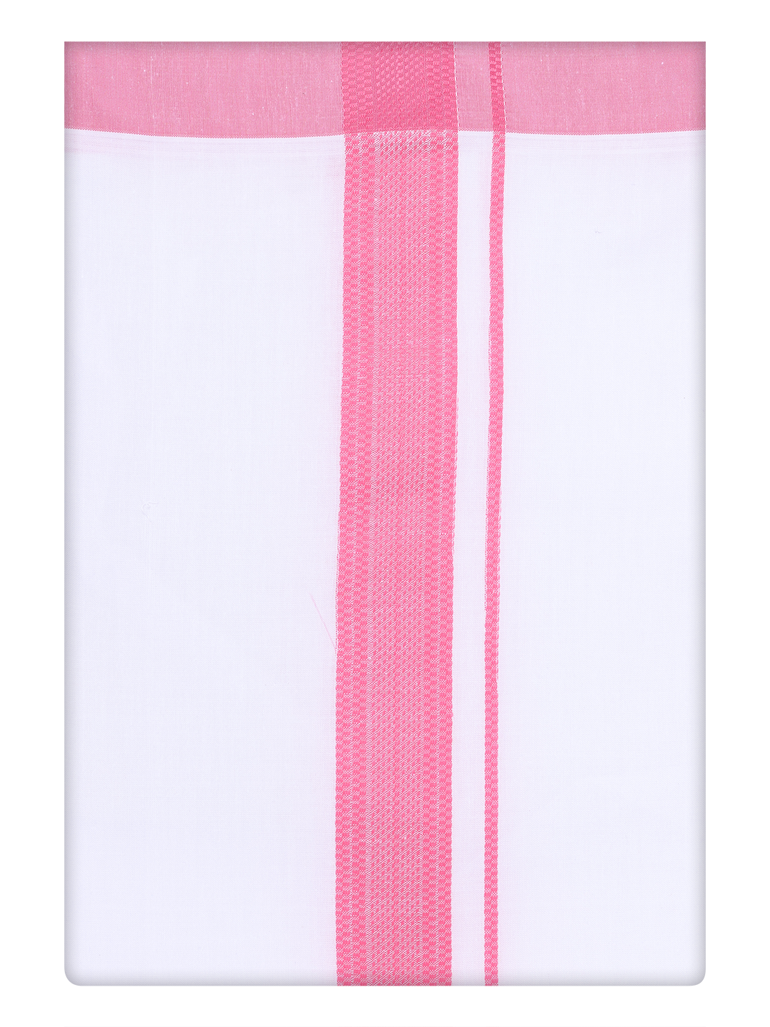 Mens Cotton White Dhoti with Pink Border By minister White