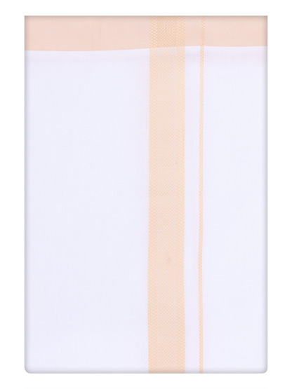 Mens Cotton White Dhoti with Light Sandal Colour Border by Minister White