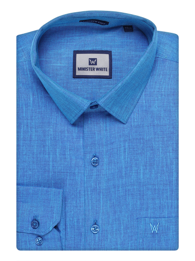 Mens Cotton Blue Color Shirt by Minister White