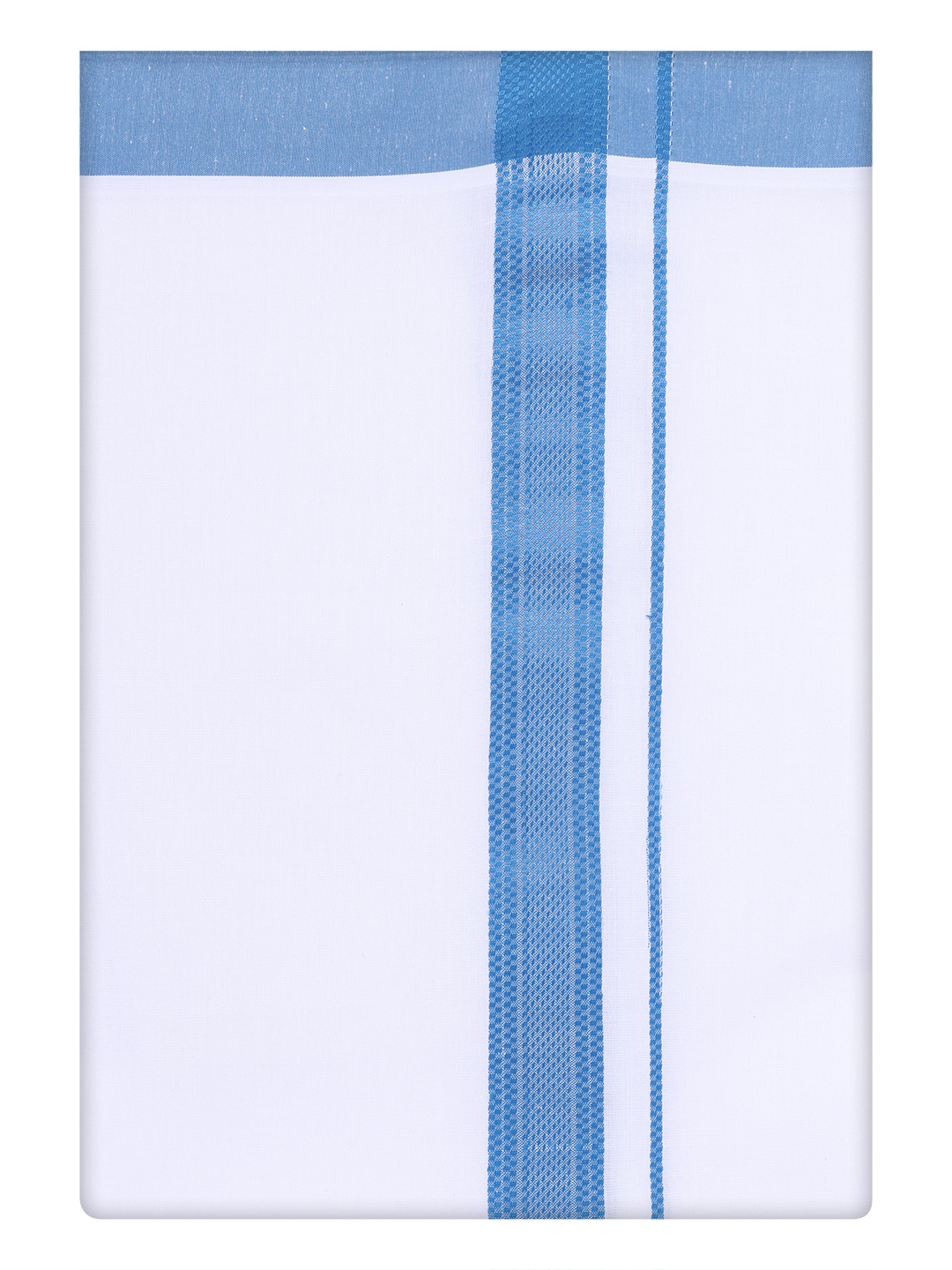 Mens Cotton White Dhoti with Blue Border By minister White