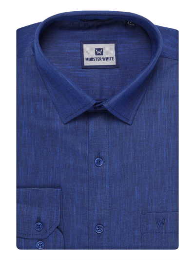 Mens Cotton Dark Blue Color Shirt by Minister White