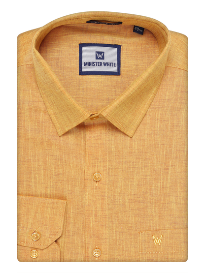 Mens Cotton Yellow Color Shirt by Minister White