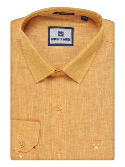 Mens Cotton Yellow Color Shirt by Minister White