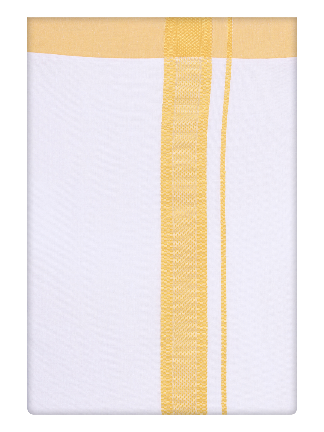 Mens Cotton White Dhoti with Yellow Border By minister White