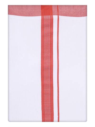 Mens Cotton White Dhoti with Brown Border By minister White