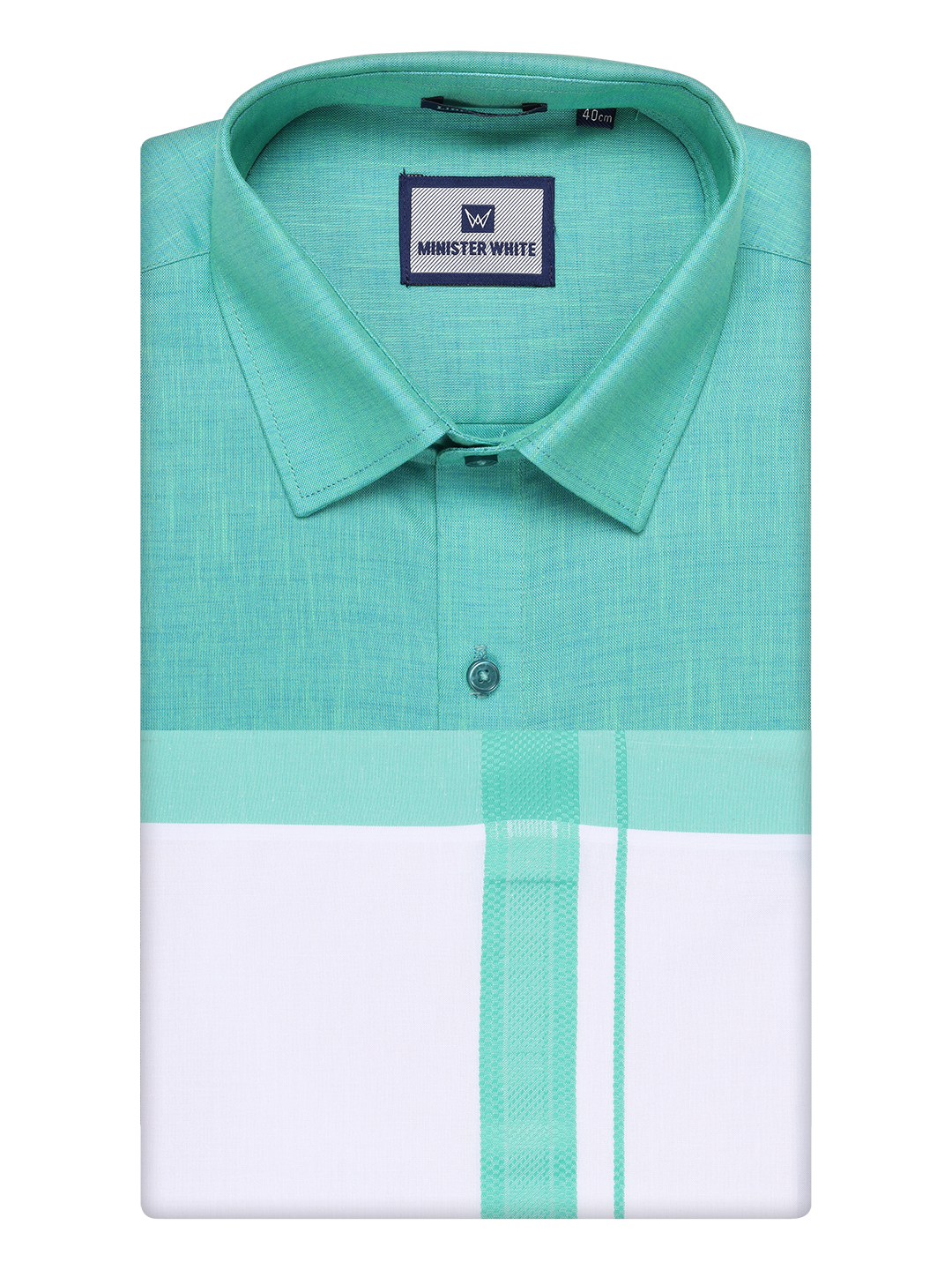 Mens Light Blue Colour Shirt with Matching Fancy Border Dhoti Combo Lemax by Minister White