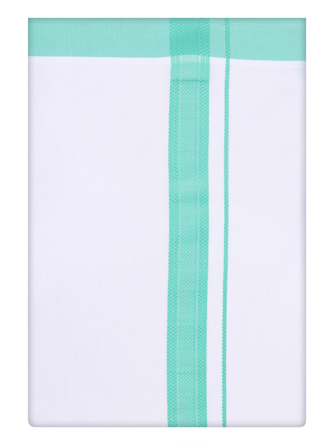 Mens Cotton White Dhoti with Light Blue Border By minister White