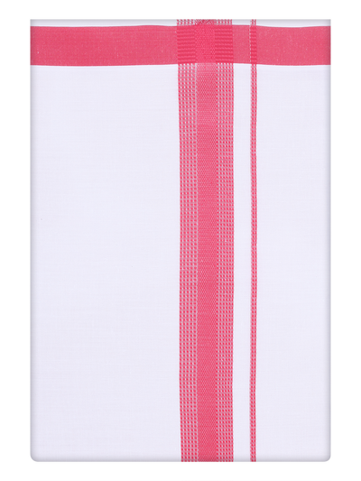 Mens Cotton White Dhoti with Red Border