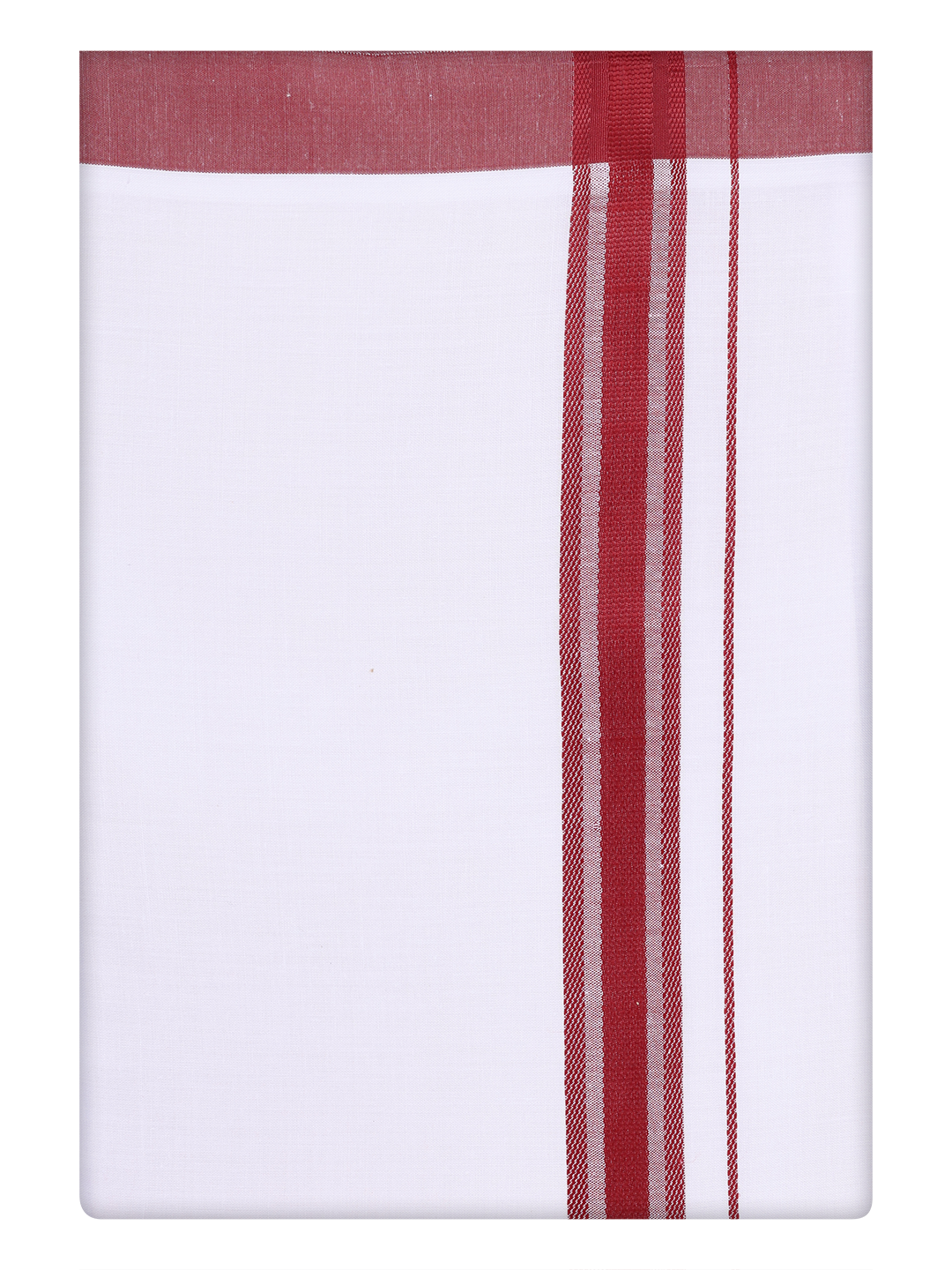 Mens Cotton White Dhoti with Maronn Border Dhoti