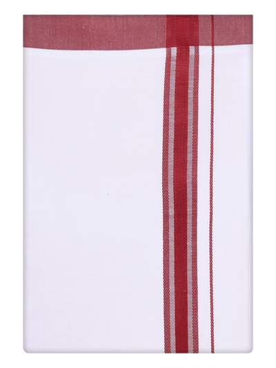 Mens Cotton White Dhoti with Maronn Border Dhoti