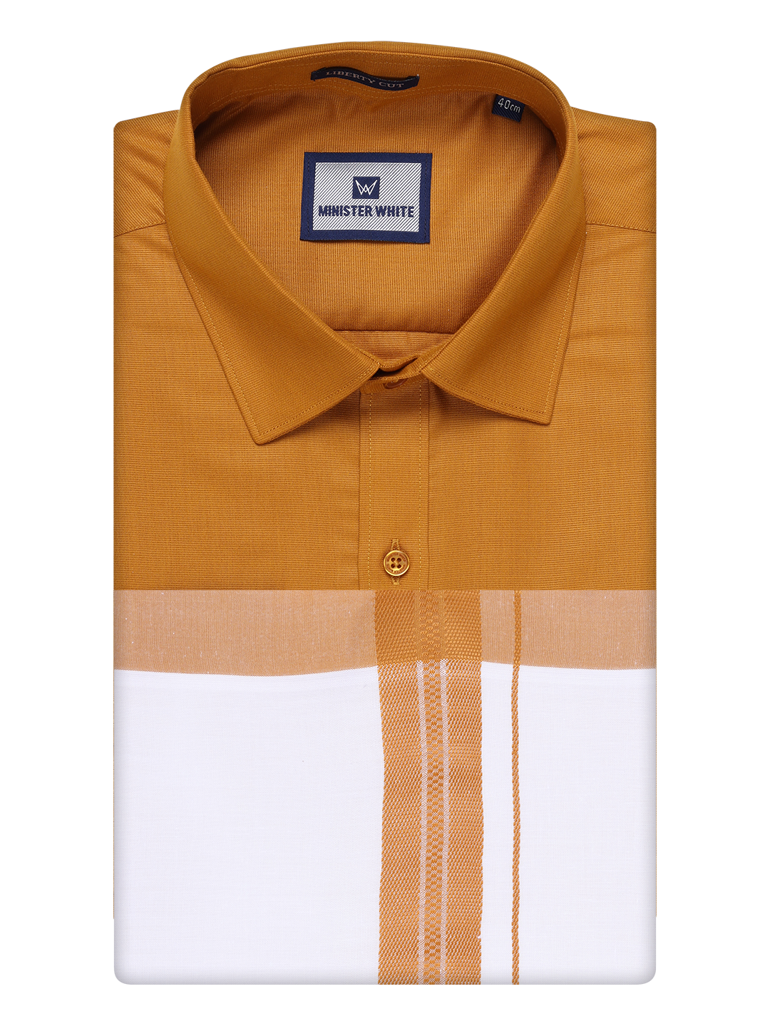 Mens Cotton Golden Yellow Matching Shirt and Dhoti Combo Luster