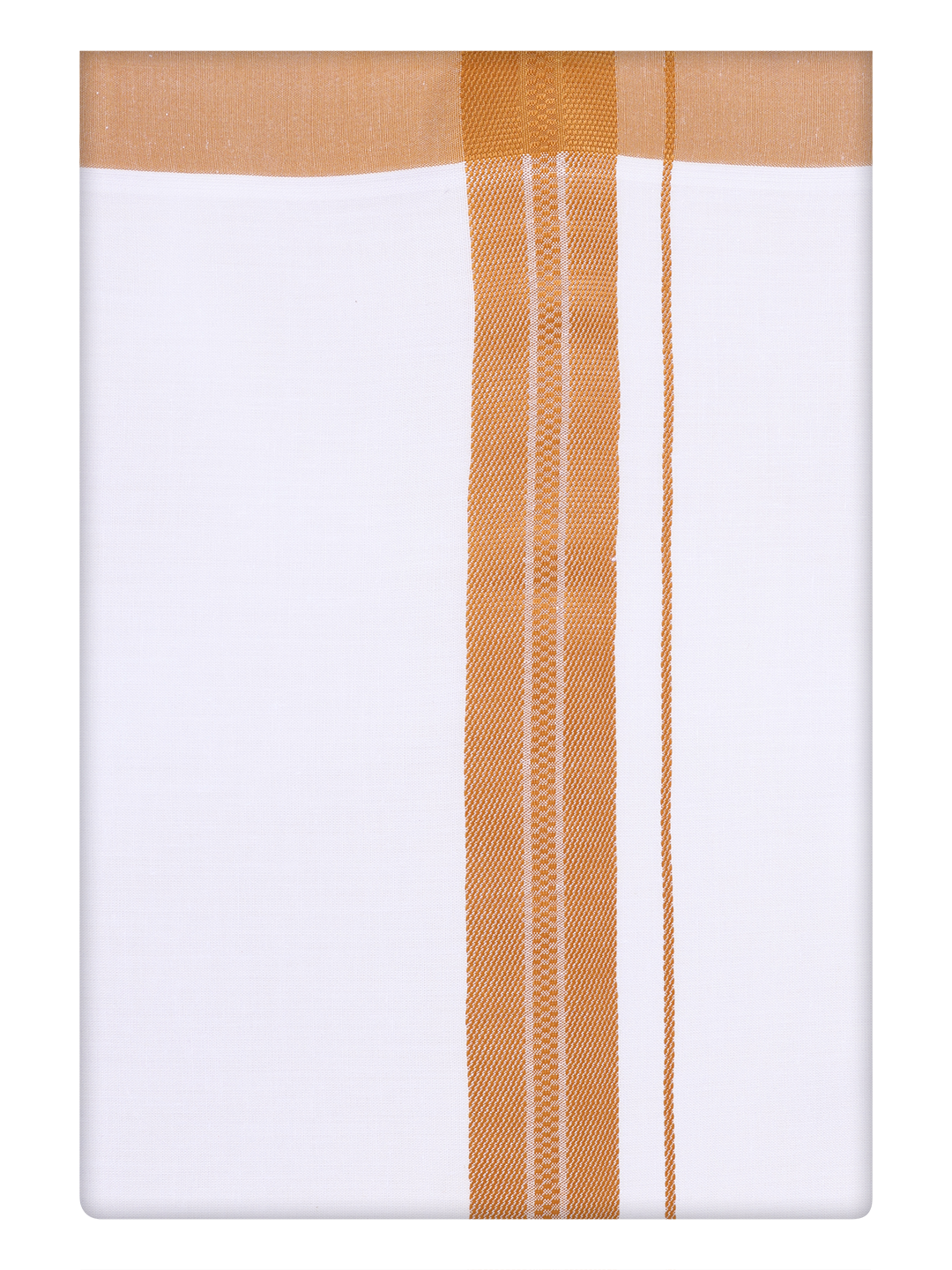 Mens Cotton White Dhoti with Golden Yellow Border