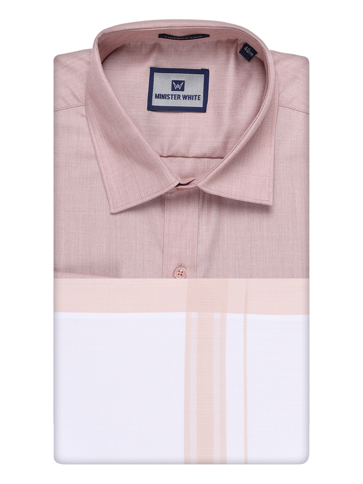 Mens Cotton Beige Matching Shirt and Dhoti Combo Luster