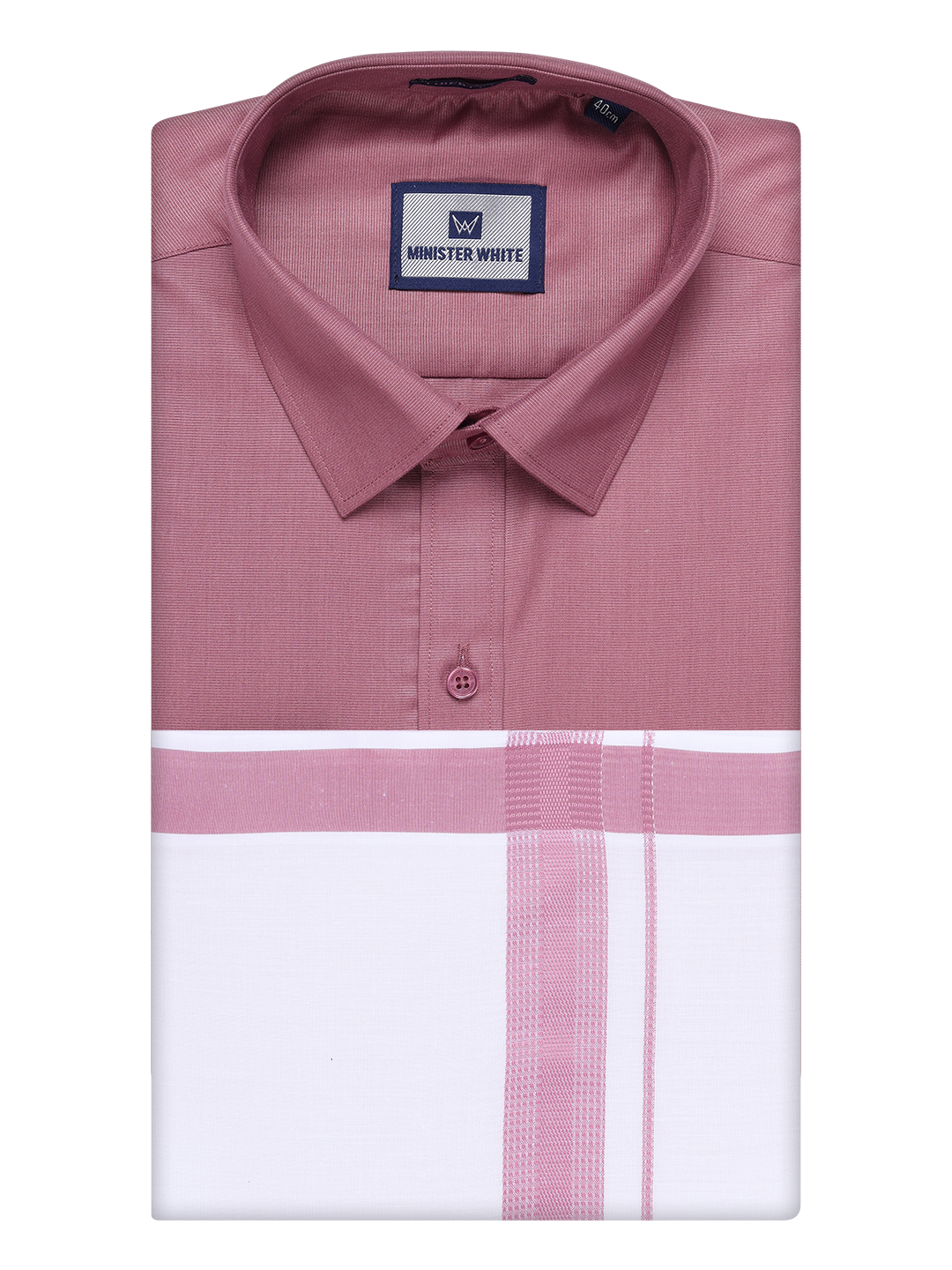 Mens Cotton Dark Pink Matching Shirt and Dhoti Combo Luster