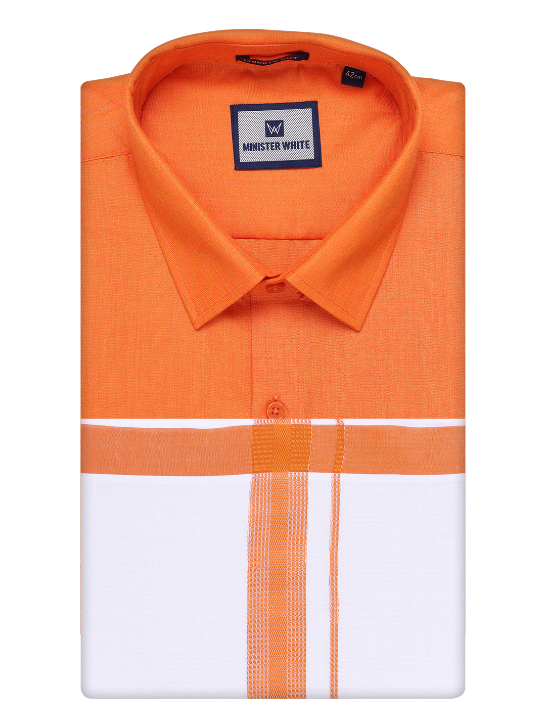 Mens Cotton Orange Matching Shirt and Dhoti Combo Luster