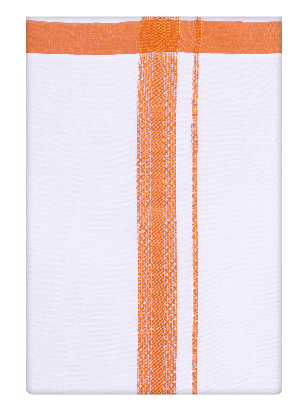 Mens Cotton White Dhoti with Orange Border