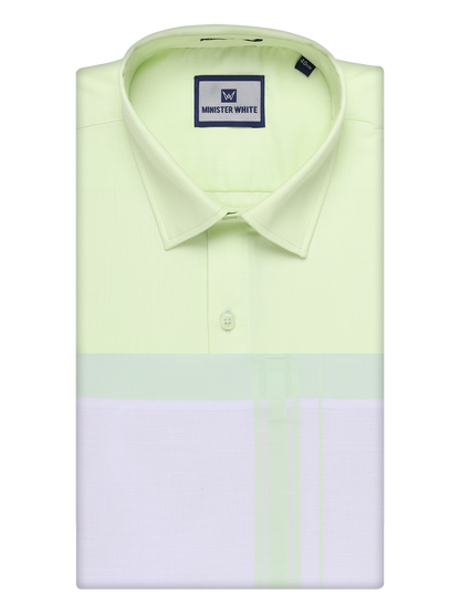 Mens Cotton Light Green Matching Shirt and Dhoti Combo Luster