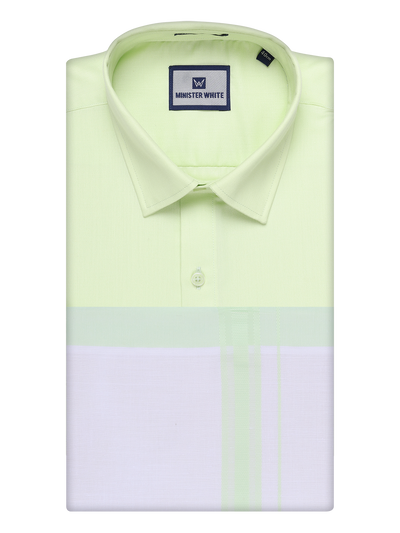 Mens Cotton Light Green Matching Shirt and Dhoti Combo Luster