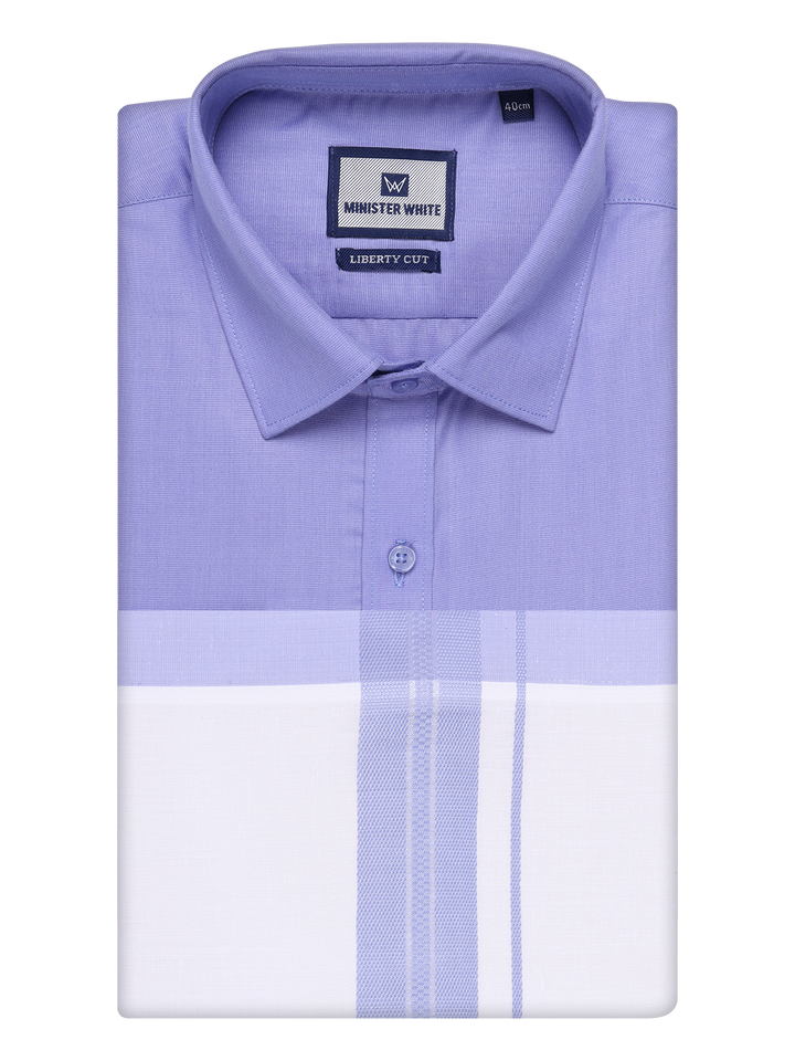 Mens Cotton Light Purple Matching Shirt and Dhoti Combo Luster