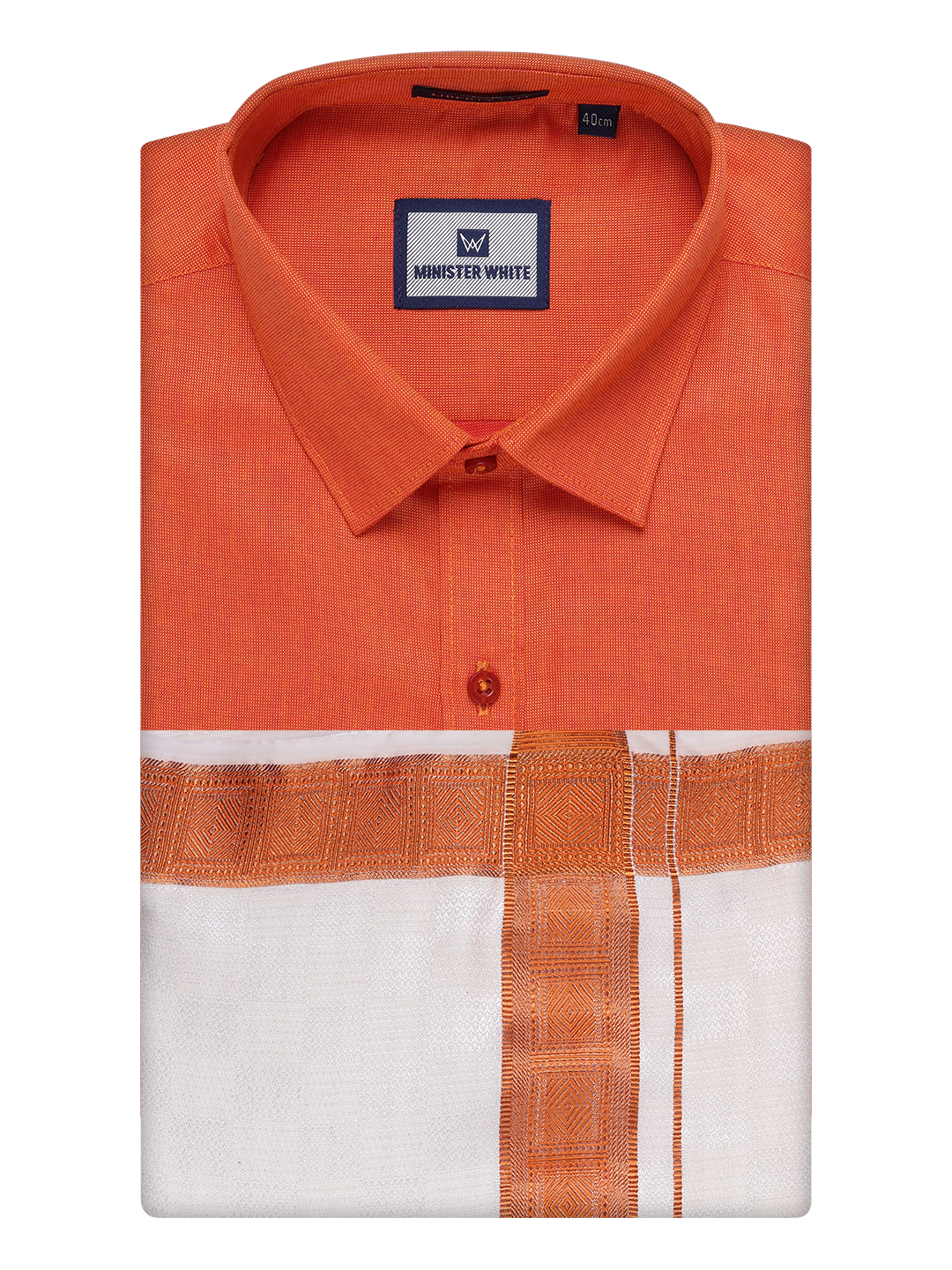 Mens Cotton Brick Shirt and Airtex Matching Border Dhoti Combo Nector