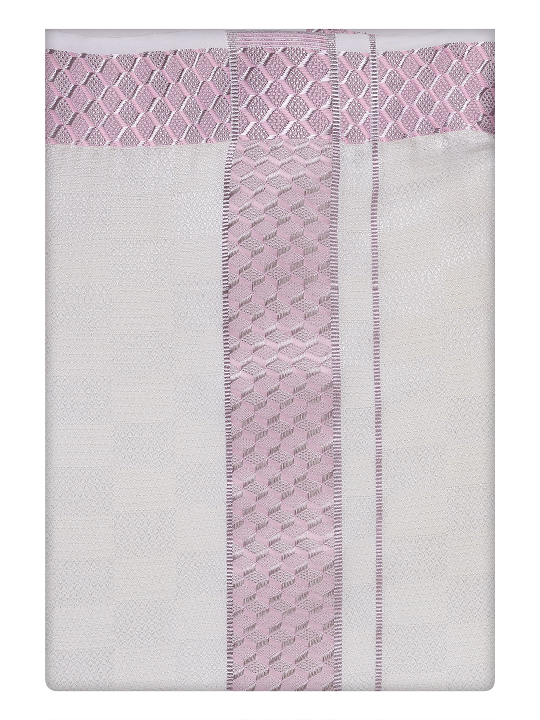 Mens Cotton Light Rose Shirt and Airtex Matching Border Dhoti Combo Nector