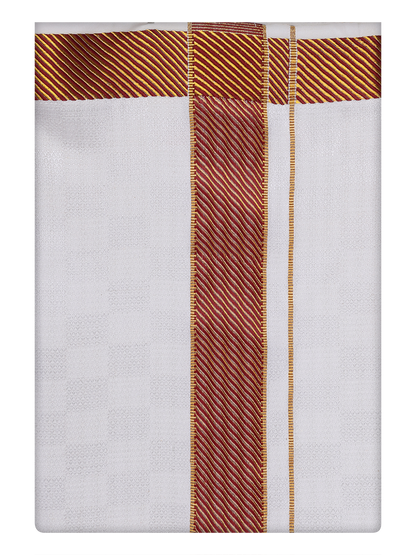 Men's Cotton Airtex Matching Border Dhoti Nector