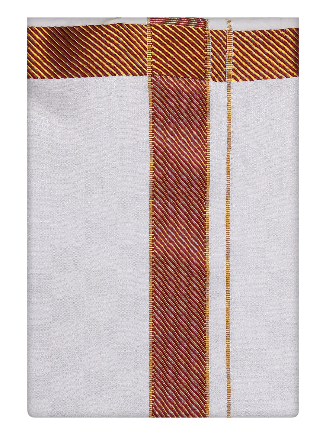 Mens Cotton Maroon Shirt and Airtex Matching Border Dhoti Combo Nector