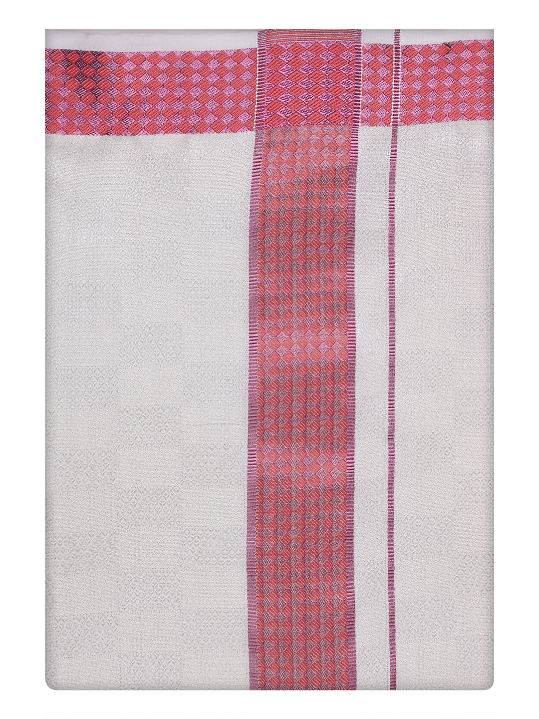 Mens Cotton Dark Pink Shirt and Airtex Matching Border Dhoti Combo Nector