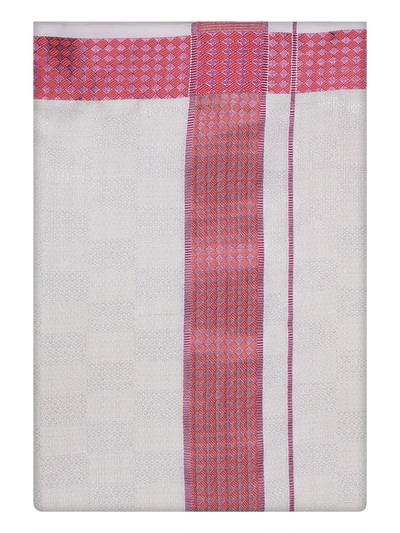 Mens Cotton Dark Pink Shirt and Airtex Matching Border Dhoti Combo Nector