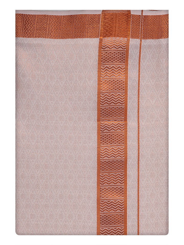Mens Copper Tissue Jacquard Dhoti by Minister White