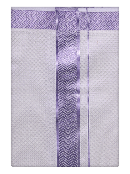 Mens Lavender Tissue Jacquard Dhoti by Minister White
