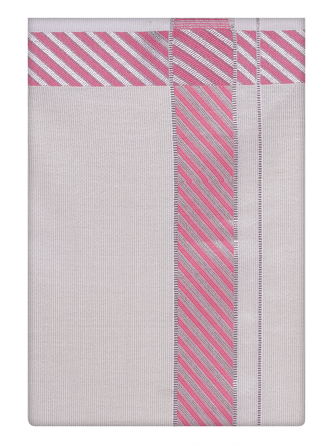 Mens Light Rose Tissue Stripe Shirt and Dhoti Combo with Jacquard Border Kane