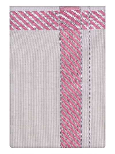 Mens Tissue Light Rose Color Jacquard Border Dhoti by Minister White