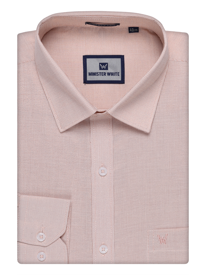 Mens Copper Tissue Stripe Shirt By Minister White