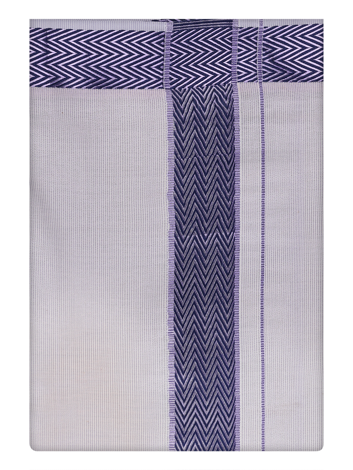 Mens Tissue Lavender Color Jacquard Border Dhoti by Minister White