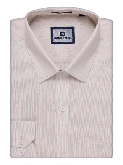 Men's Beige Tissue Stripe Shirt By Minister White