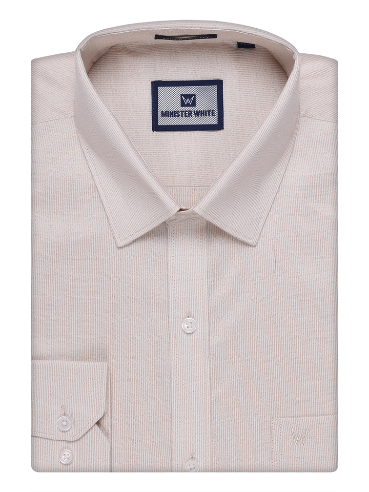 Men's Beige Tissue Stripe Shirt By Minister White